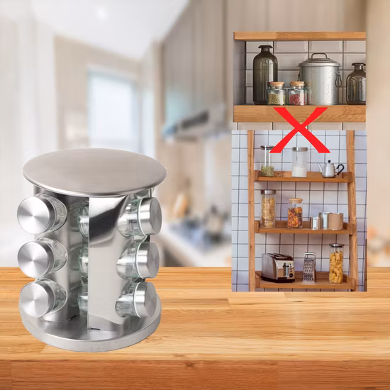 Countertop Storage Seasoning Tower Rotating Spice Jar Rack