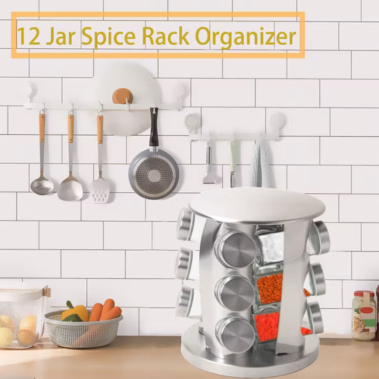 Countertop Storage Seasoning Tower Rotating Spice Jar Rack
